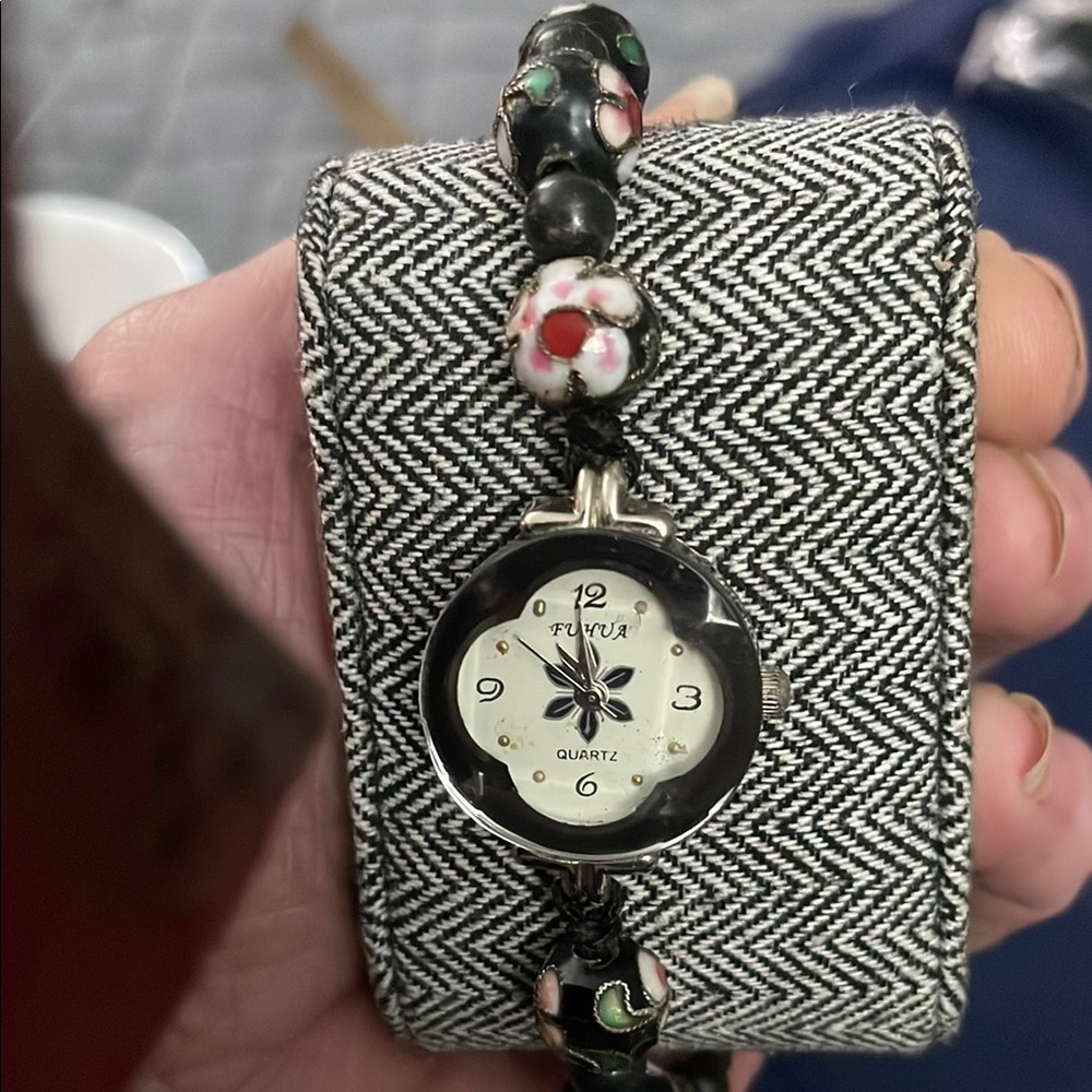 Black Beaded Women's Watch